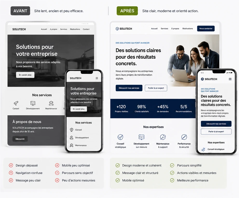 Refonte d’un site existant : comparaison avant et après